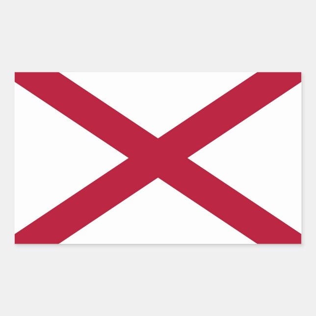 Rechteck Aufkleber mit Flagge von Alabama, USA. (Vorderseite)