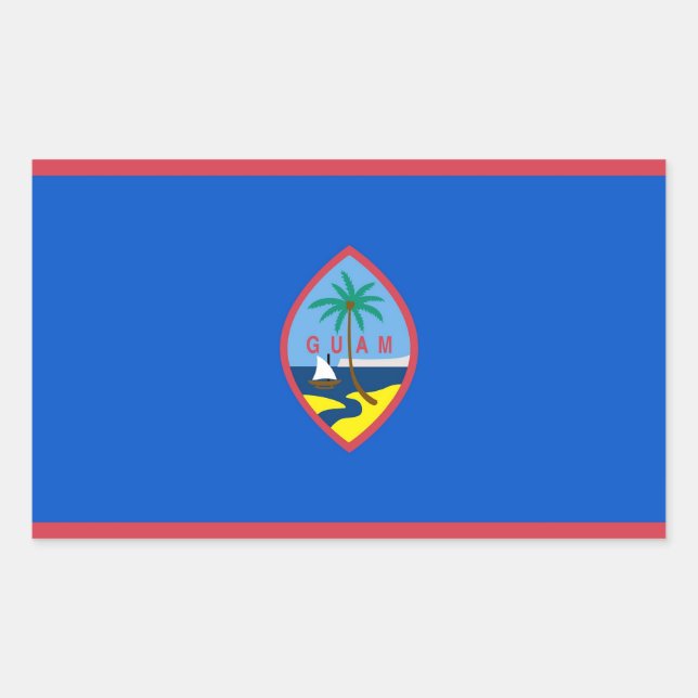 Rechteck Aufkleber mit Flagge von Guam, USA. (Vorderseite)