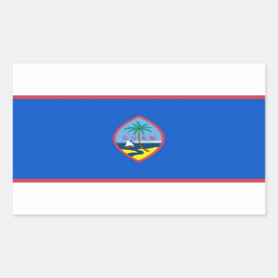 Rechteck Aufkleber mit Flagge von Guam, USA.