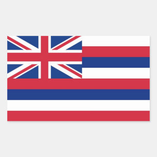 Rechteck Aufkleber mit Flagge von Hawaii, USA