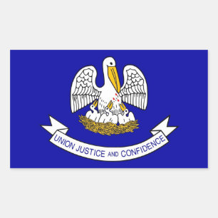 Rechteck Aufkleber mit Flagge von Louisiana, USA.