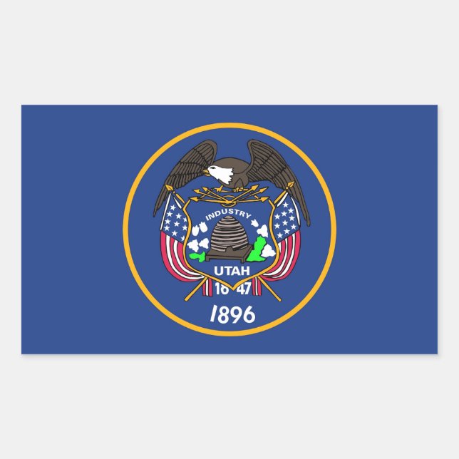Rechteck-Aufkleber mit Flagge von Utah Rechteckiger Aufkleber (Vorderseite)