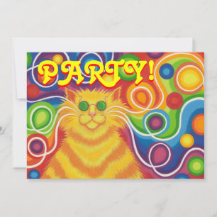Rechteck der Psy-cat-delischen Party Einladung