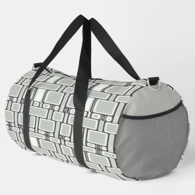 Rechteck Muster Neutral Grau Duffle Bag (Rechte Ecke)