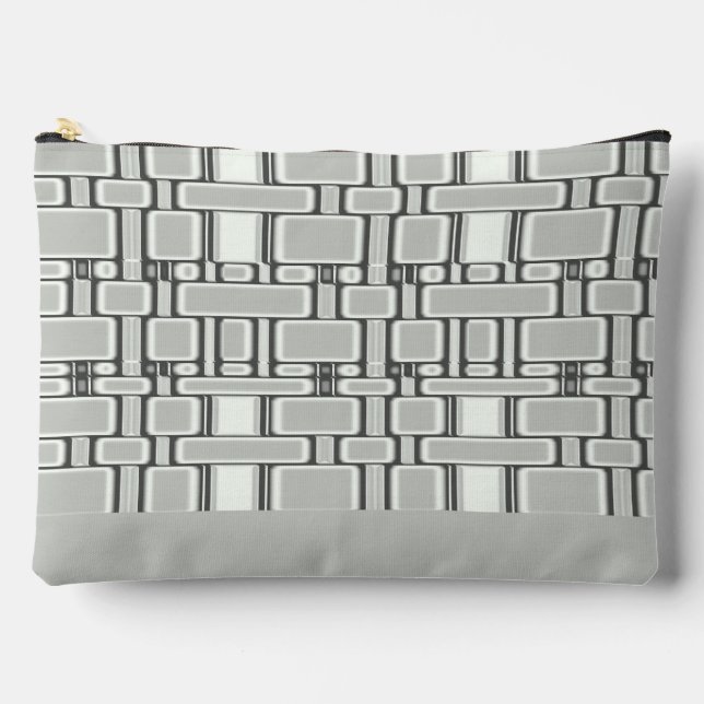 Rechteck Muster Neutral Grau Zubehörtasche (Vorderseite)