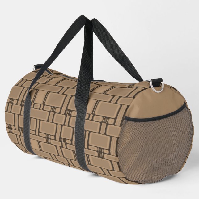 Rechteck Muster Neutral Tan Duffle Bag (Rechte Ecke)