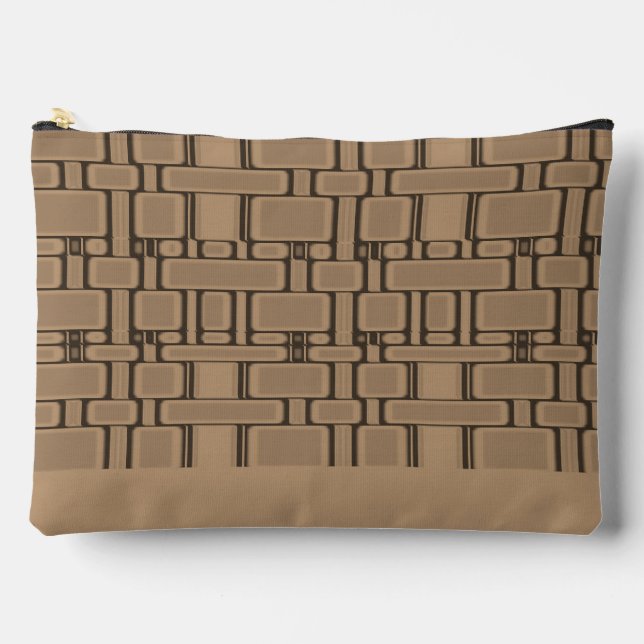 Rechteck Muster Neutral Tan Zubehörtasche (Vorderseite)