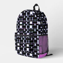 Rechteck Schwarz 4 Bedruckter Rucksack