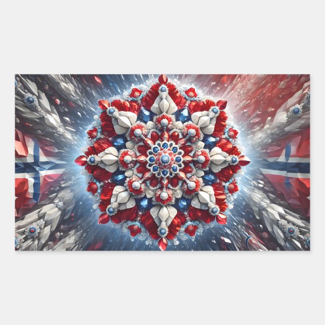 Rechteckaufkleber mit norwegischen Farben Rechteckiger Aufkleber (Vorderseite)