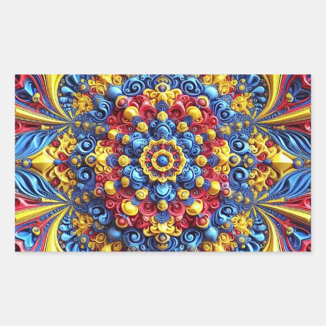 Rechteckaufkleber mit rumänischen Farben Rechteckiger Aufkleber (Vorderseite)