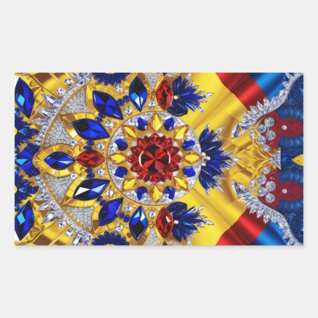 Rechteckaufkleber mit rumänischen Farben Rechteckiger Aufkleber (Vorderseite)