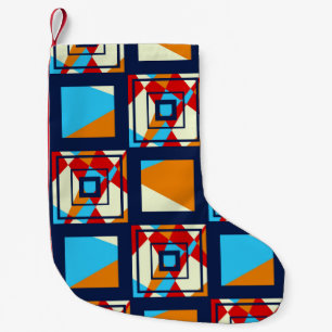 Rechtecke aus bunten Stücken. Trendnahtlose Pappe Kleiner Weihnachtsstrumpf