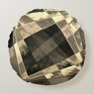 Rechtecke in Holz oder Beige geneigt? Rundes Kissen