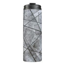 Rechtecke mit schwarzem, grauem Streifen, abstrakt Thermosbecher