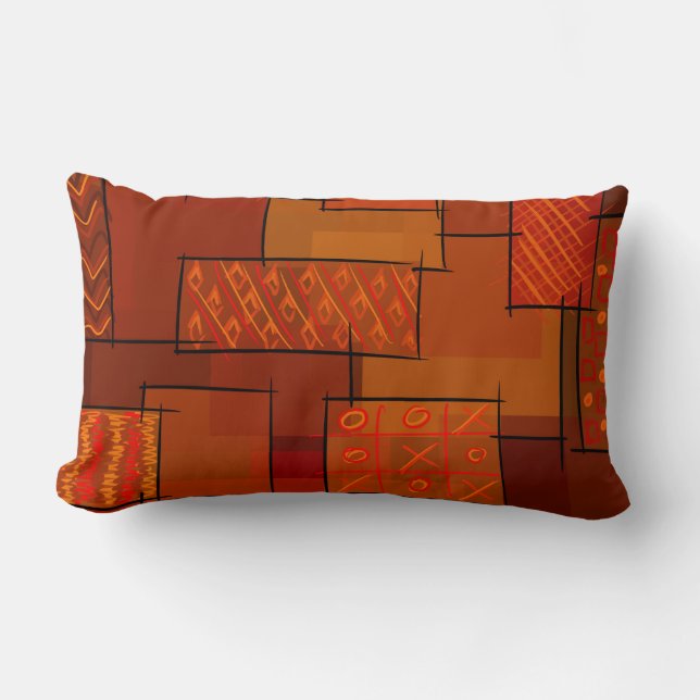 Rechtecke, Patchworkmuster, Doodle. Bruchquilt Lendenkissen (Vorderseite)