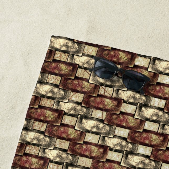 Rechteckige, gepunktete, braune, goldfarbene Schni Strandtuch (Beispiel)