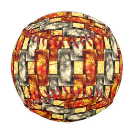 Rechteckige, geschnitzte Stücke in Beige und Rot Baseball