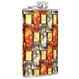 Rechteckige, geschnitzte Stücke in Beige und Rot Flachmann