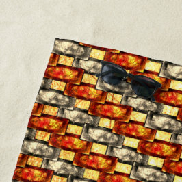 Rechteckige, geschnitzte Stücke in Rot und Beige Strandtuch