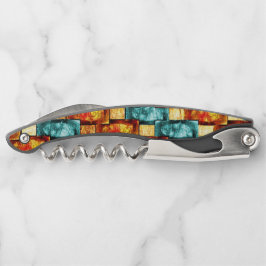 rechteckige, geschnitzte, zyanfarbene Teller Kellnermesser