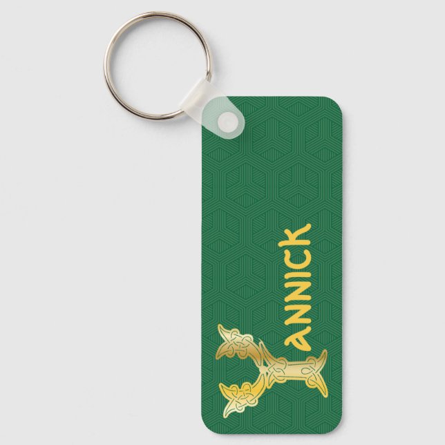 Rechteckige keltische Knoten Dekorative Hauptstadt Schlüsselanhänger (Vorderseite)