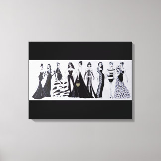 Rechteckige Leinwand Blk & Wht Fashion Print