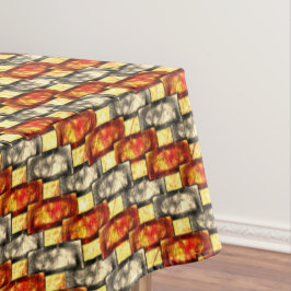 Rechteckige, rötlich und beige gearbeitete Stücke Tischdecke