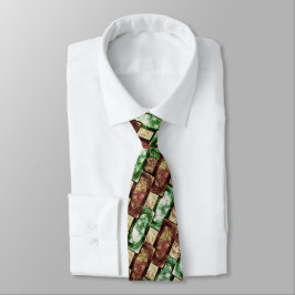 Rechteckige Schnitzereien und gepunktet, braun grü Krawatte