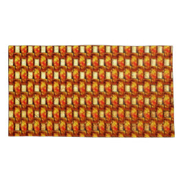 Rechteckige Teller, geschnitzt und farbig, orange Kissenbezug