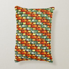 Rechteckige Teller, geschnitzt und gefärbt, rot gr Dekokissen