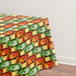 Rechteckige Teller, geschnitzt und gefärbt, rot gr Tischdecke