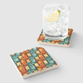 Rechteckige Teller, geschnitzt und gefärbt, Zyanor Steinuntersetzer