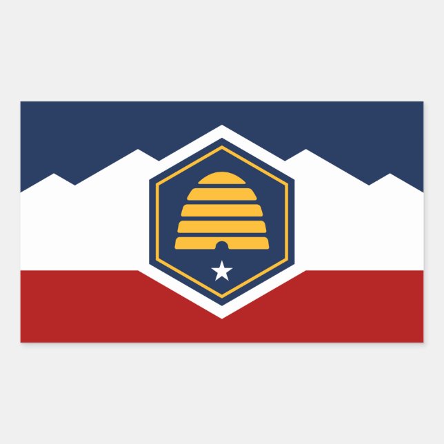 Rechteckiger Aufkleber mit der Flagge von Utah, US (Vorderseite)
