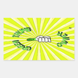 Rechteckiger Aufkleber mit grünem Daumen (Gartenar