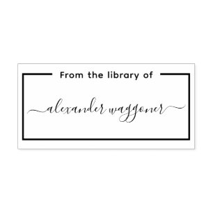 Rechteckrahmen „Aus der Bibliothek von“ Kalligrafi Permastempel