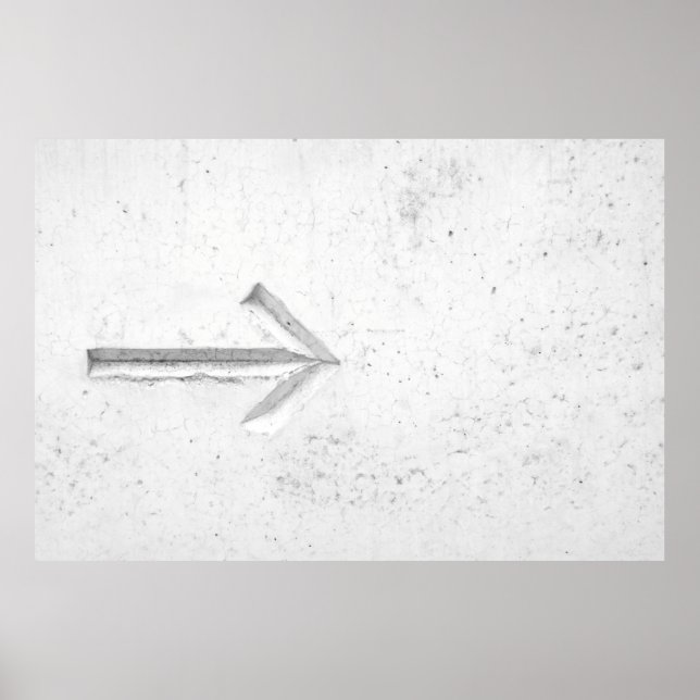 Rechtes Pfeilzeichen an der Wand Poster (Vorne)