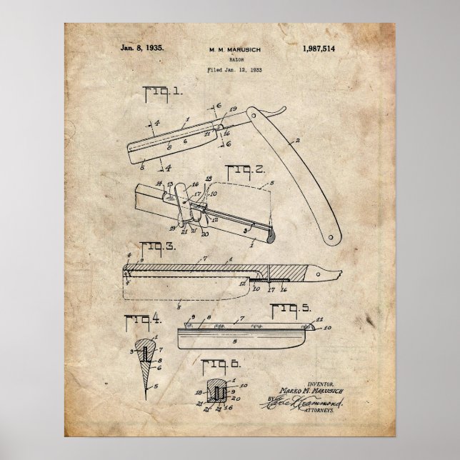 Rechtes Razor Patent Poster (Vorne)