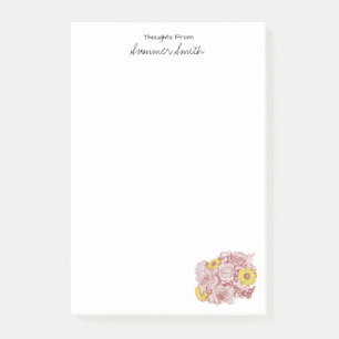 Rechts Ecke Terra Cotta Outlinet Bouquet Custom Post-it Klebezettel