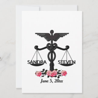 Rechts- und Medizinunion rosa Rosen Einladung