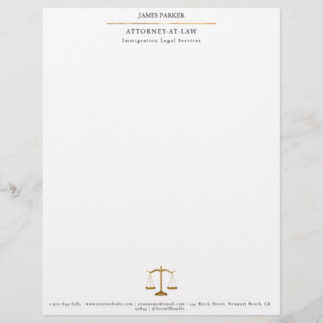 Rechtsanwalt Anwalt Classy Weiß Briefbogen (Vorderseite)