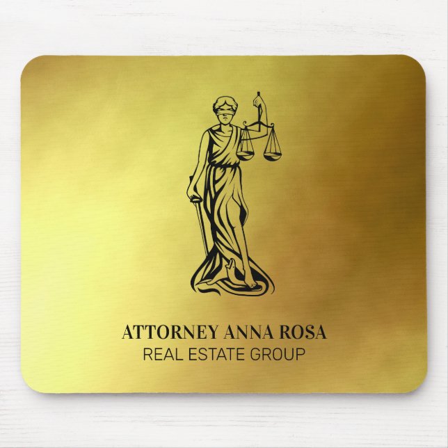 *~* Rechtsanwalt AP15 Blinde Justiz Anwalt Gold Mousepad (Vorne)