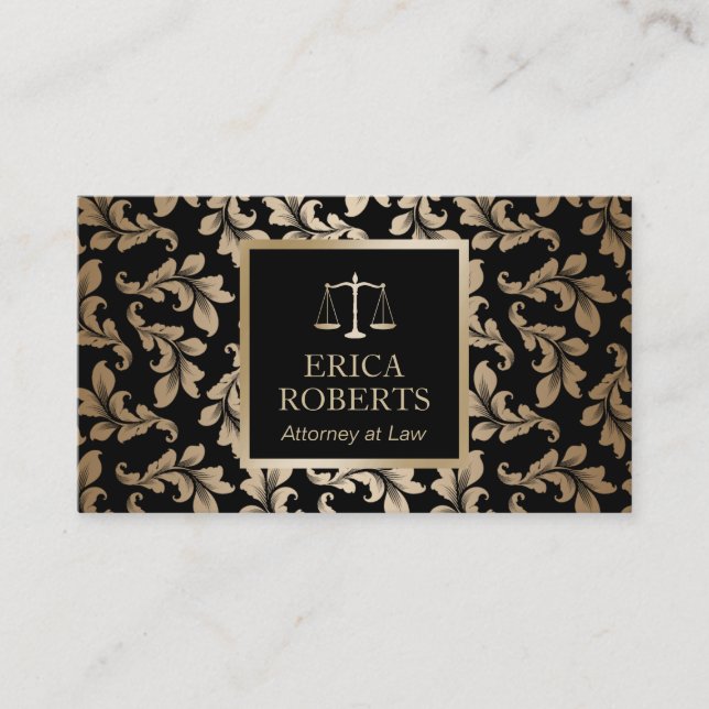 Rechtsanwalt bei Law Luxury Black & Gold Damask An Visitenkarte (Vorderseite)