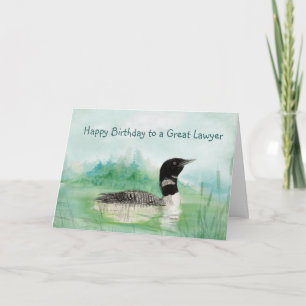Rechtsanwalt Birthday Watercolor Loon Bird Nature  Karte