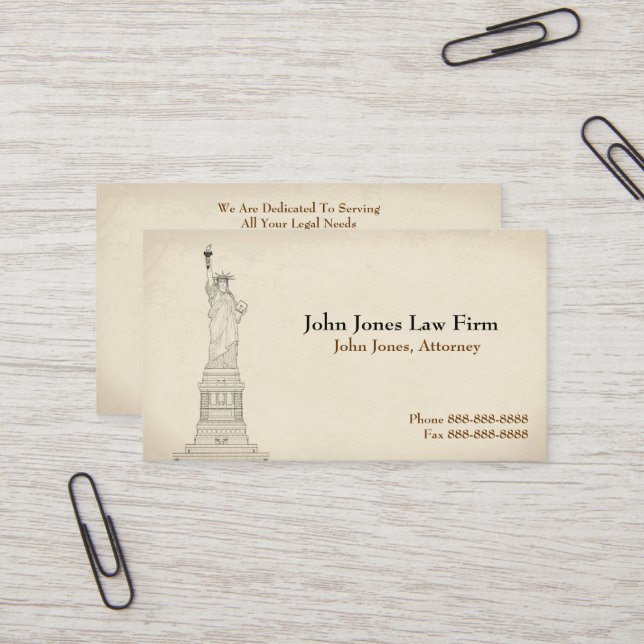 Rechtsanwalt in der Rechtsstatue der Freiheitsakad Visitenkarte (Vorderseite/Rückseite Beispiel)