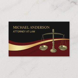 Rechtsanwalt Justiz Elegant Black & Dark Red Visitenkarte