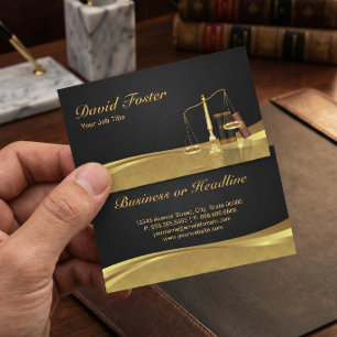 Rechtsanwalt Justiz Elegante Black Gold Damask Visitenkarte