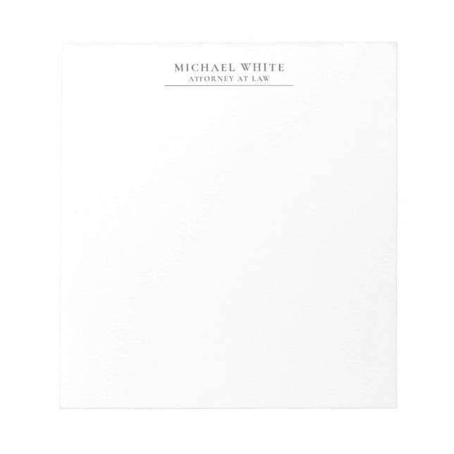 Rechtsanwalt Minimalistischer Profi Notizblock (Vorderseite)