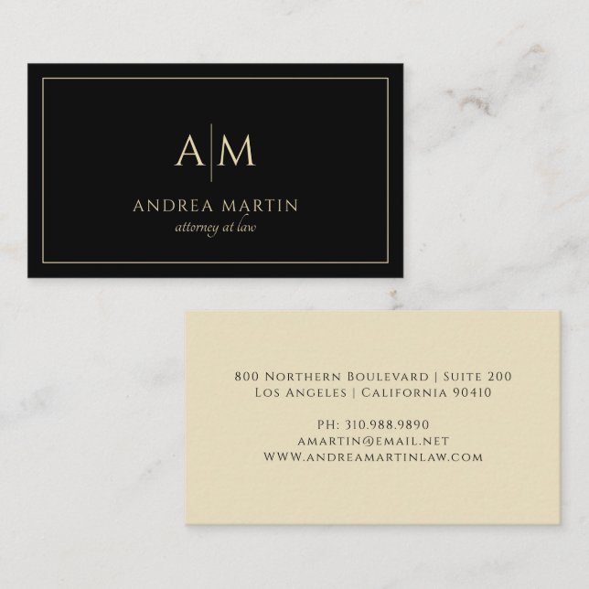 Rechtsanwalt Modern Monogram Business Card Visitenkarte (Vorne/Hinten)