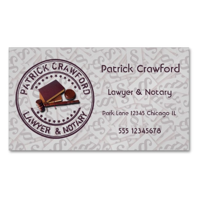 Rechtsanwalt-oder Notariatsbüro mit Richter-Hammer Magnetische Visitenkarte (Vorderseite)