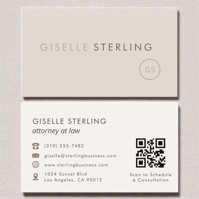 Rechtsanwalt QR Code Blush Pink Luxury Visitenkarte (Von Creator hochgeladen)